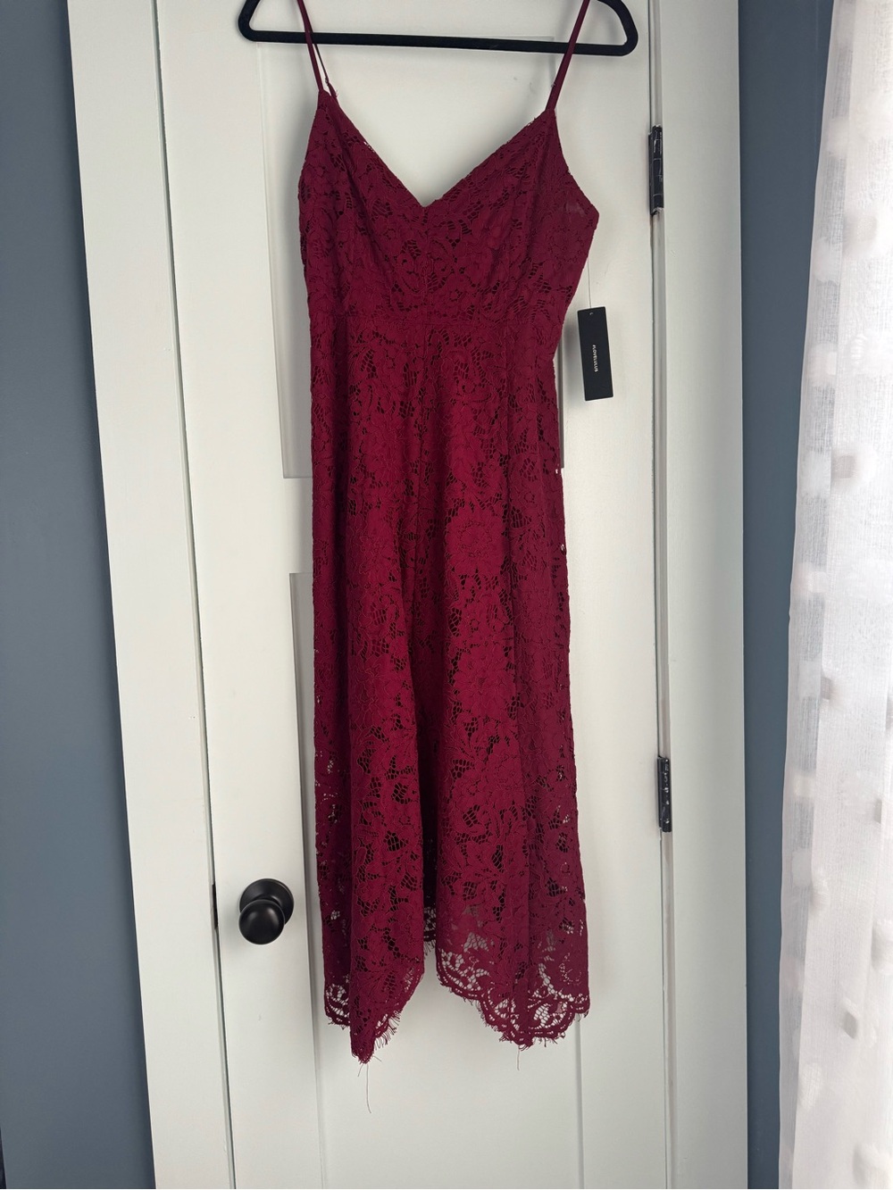 Lulus Lace Midi Slip Dress in Burgundy